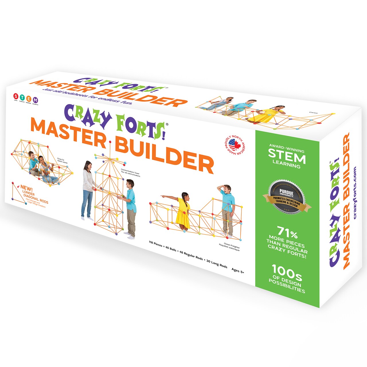 Everest Toys: Crazy Forts! Master Builder - 120 Piece Rod & Ball Fort Building Playset, Indoor & Outdoor, Create Your Own Structures, Kids Toy, Ages